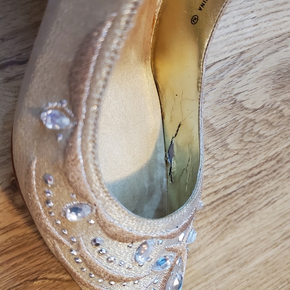 Nina golden slingback heels embellished 9 - Picture 5 of 6